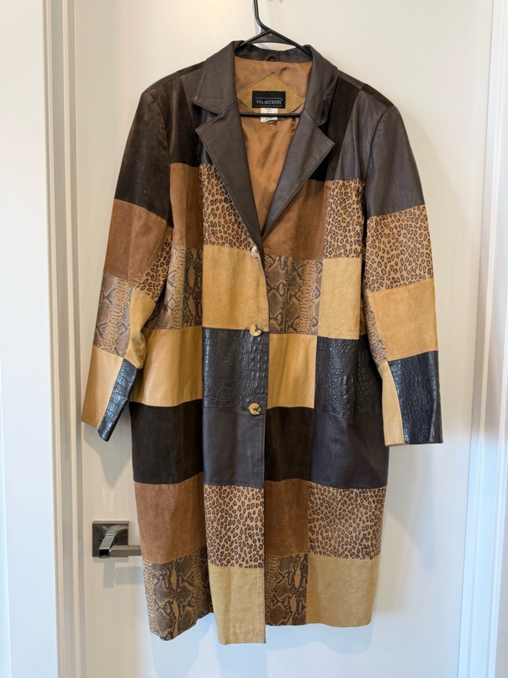 Vintage Via Accenti Patchwork Leather Suede Jacket